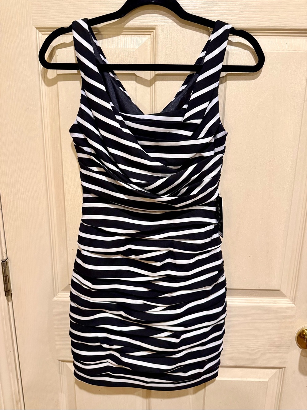 Express Black and White Striped Sleeveless Mini Dress